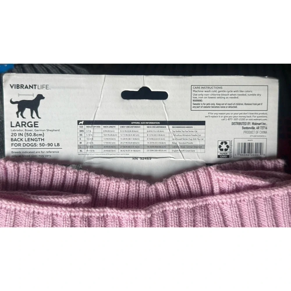NEW Vibrant Life Pet Sweater Large 50-90 Lbs Lot of 3 NWT